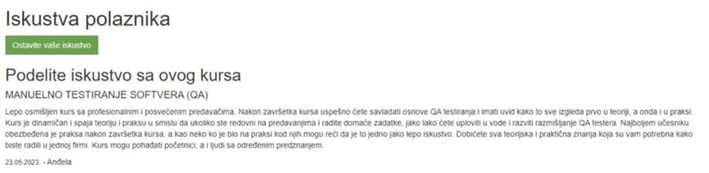 Iskustva polaznika